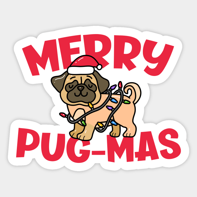 Merry Pugmas // Cute Christmas Pug Sticker by SLAG_Creative